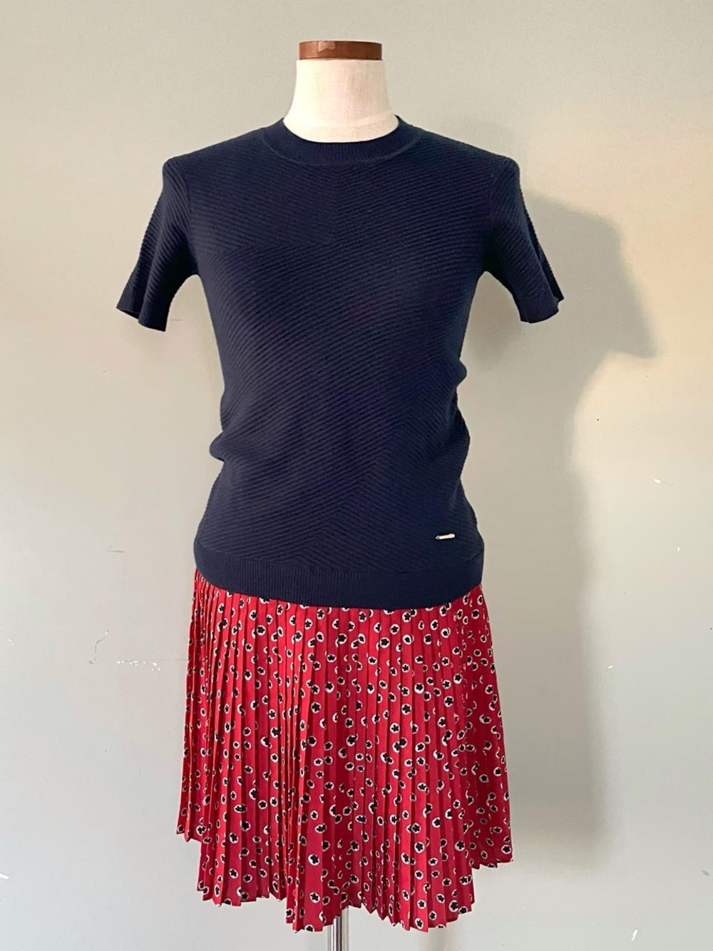 Ted Baker 6 Sweater Dress Pleated Skirt Color Block Preppy Office Modern Fall